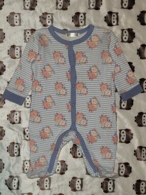 $1 | 0-3m | Floral Striped Jumpsuit/Footies